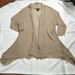Lauren Michelle Beige Open-Front Cardigan
